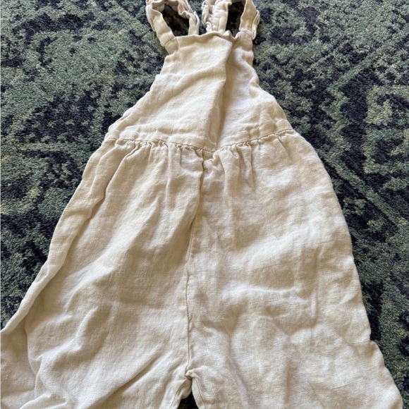 Zara Kids 100% Linen Beige Ruffle Strap Baby Romper Size 3-4 Years - Picture 9 of 10